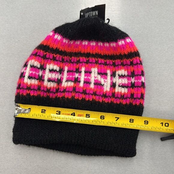 Celine Vibrant Knit Beanie in Black and Pink - Picture 5 of 5